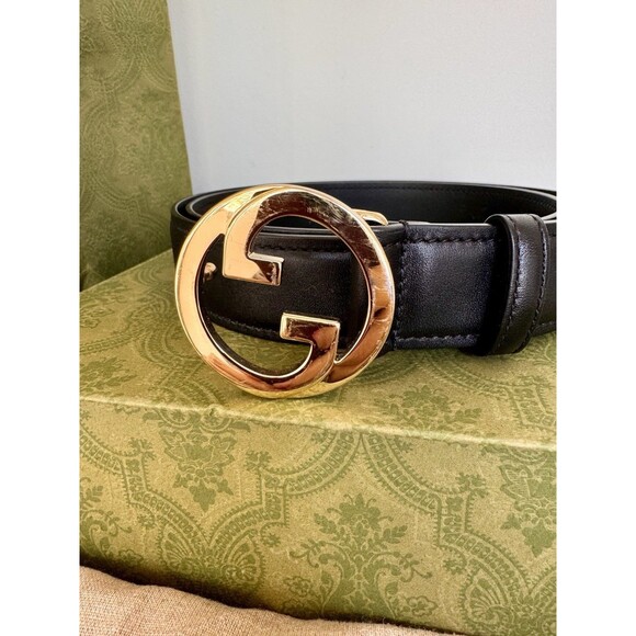 Gucci Accessories - Authentic Gucci Blondie Belt Black Leather Gold GG Size 80